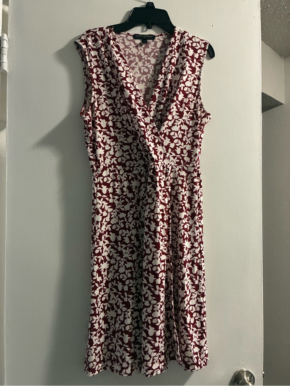 Banana Republic Burgundy and Cream Floral Midi Wrap Dress